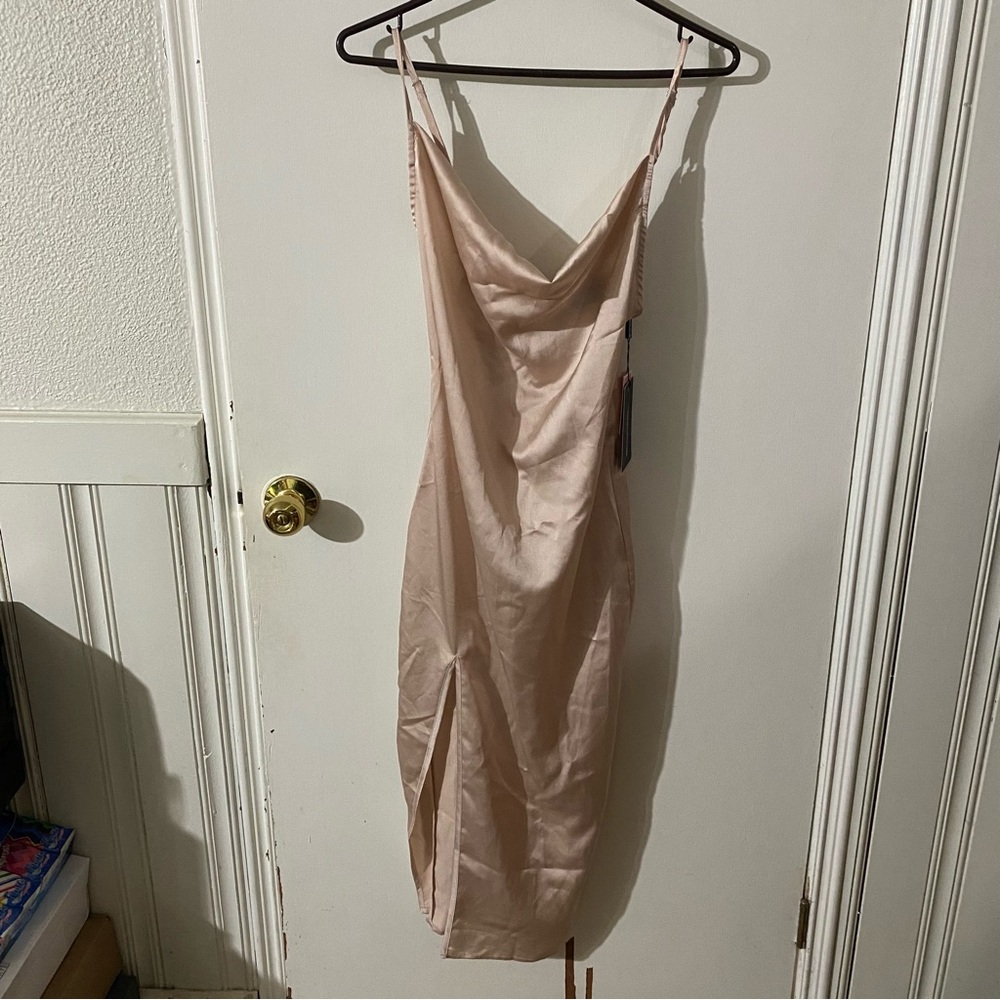 PLT Champagne Satin Slip Dress